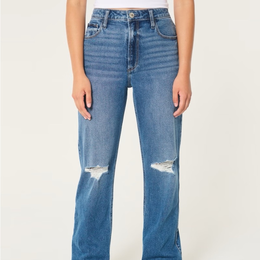 Hollister High-Rise Distressed Dad Jeans